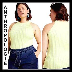NWOT ANTHROPOLOGY yellow ribbed knit tank top